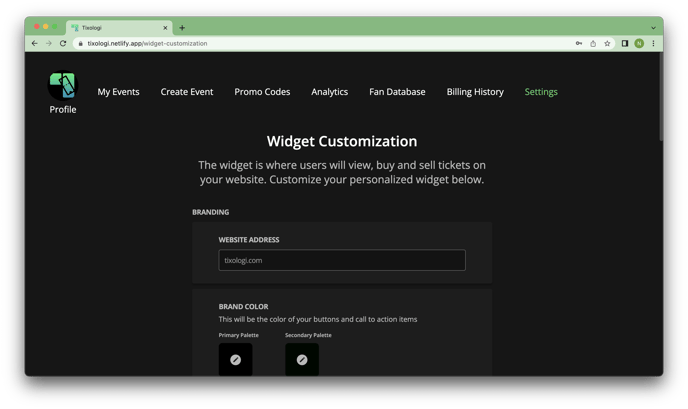 Widget Customization Page
